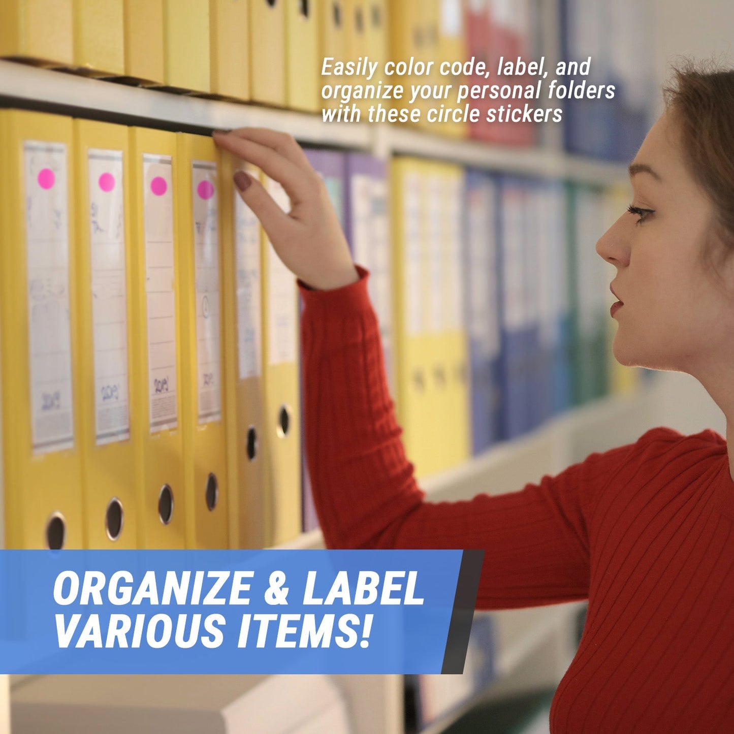 0.5 inch Round Stickers: Color Coded Fluorescent Pink Dot Label