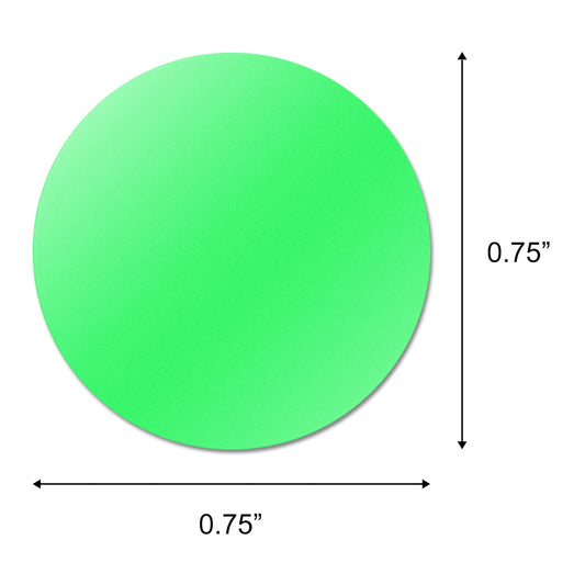 0.75 inch Round Stickers: Color Coded Fluorescent Green Dot Label