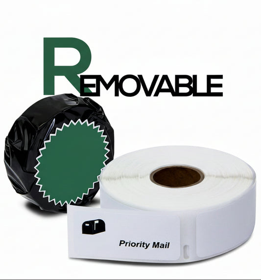 1 x 2.13in Removable Small Multipurpose Labels: Dymo Compatible 30336R Bright White