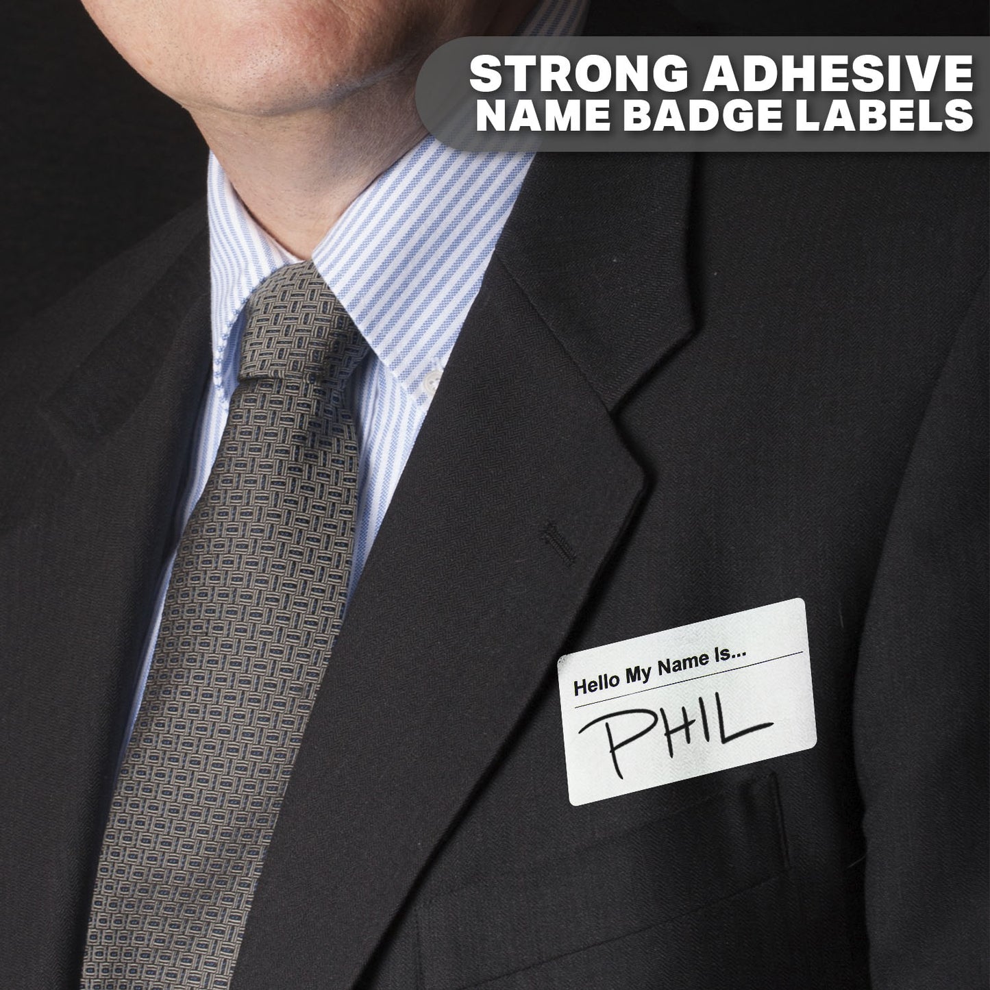 2.25 x 4in Permanent Adhesive Name Badge Labels: Dymo Compatible 30857 Bright White