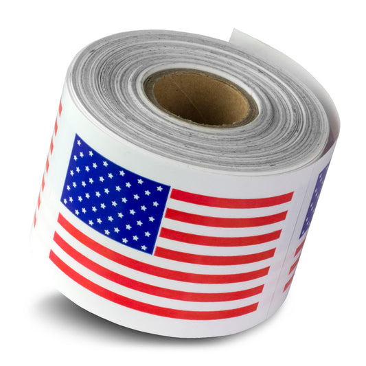 3 x 2in Stickers: USA Flag Made in USA Label Roll