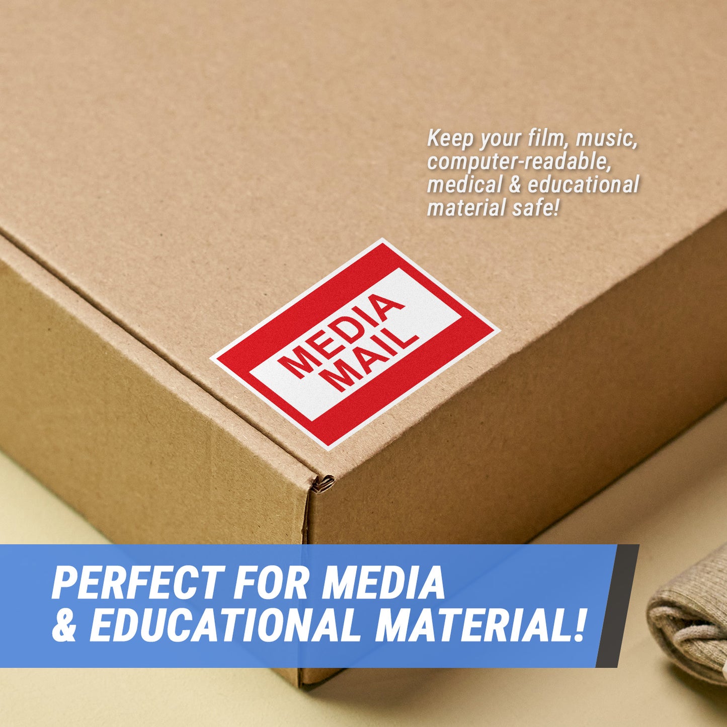 3 x 2in Stickers: Media Mail Shipping Label Roll
