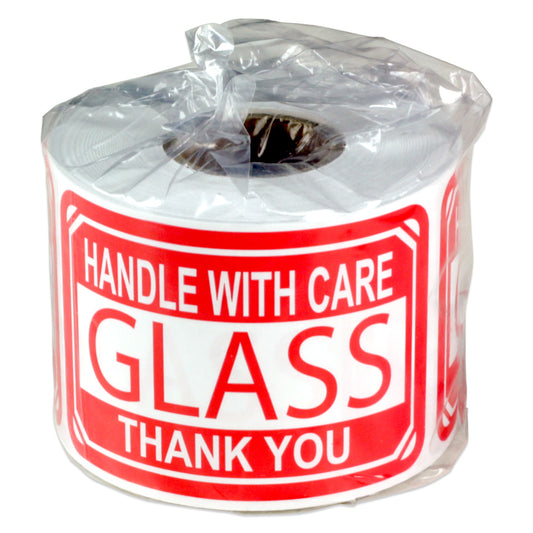 3 x 2in Stickers: Glass Handle with Care Shipping Label Roll