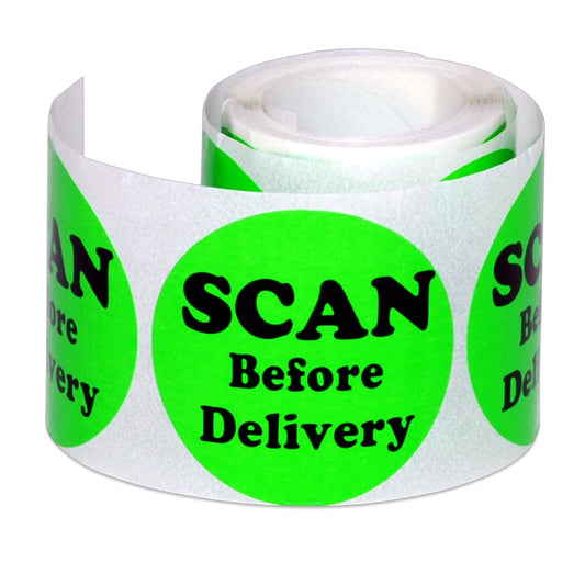 1.5in Stickers: Scan Before Delivery Shipping Labels