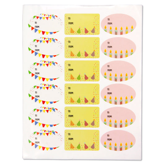 2.5 x 1.5in Stickers: Birthday Gift Tag Labels 3 Designs