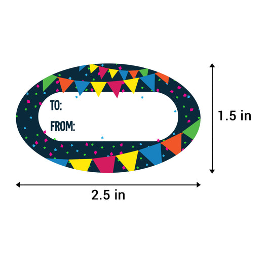 2.5 x 1.5in Stickers: Black Birthday Gift Tag Labels 3 Designs