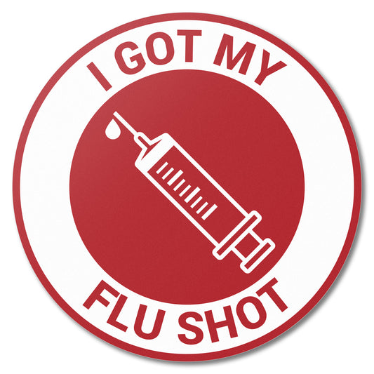 1.5in Stickers: I Got My Flu Shot Medical Warning Labels (Red)