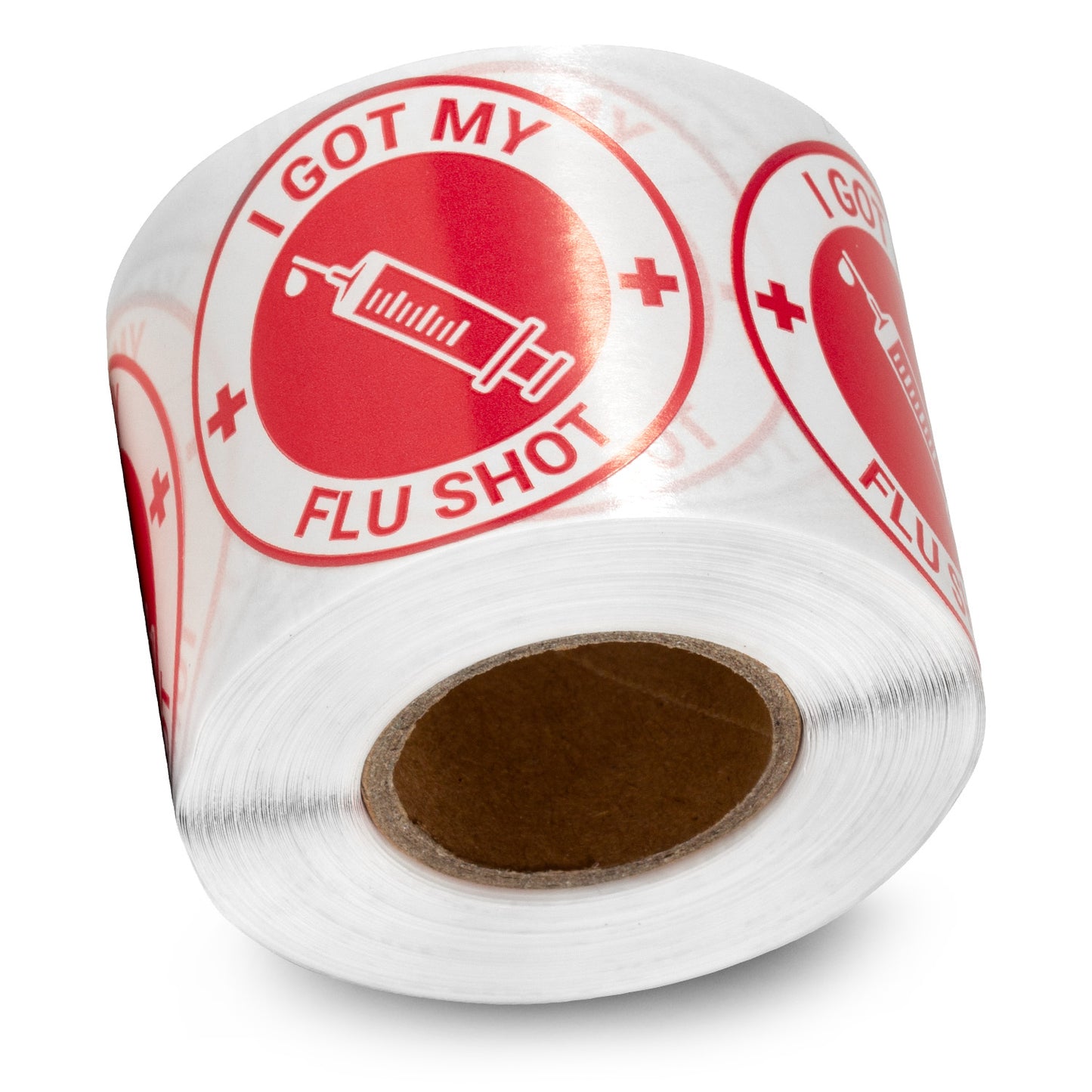 1.5in Stickers: I Got My Flu Shot Medical Warning Labels (Red)