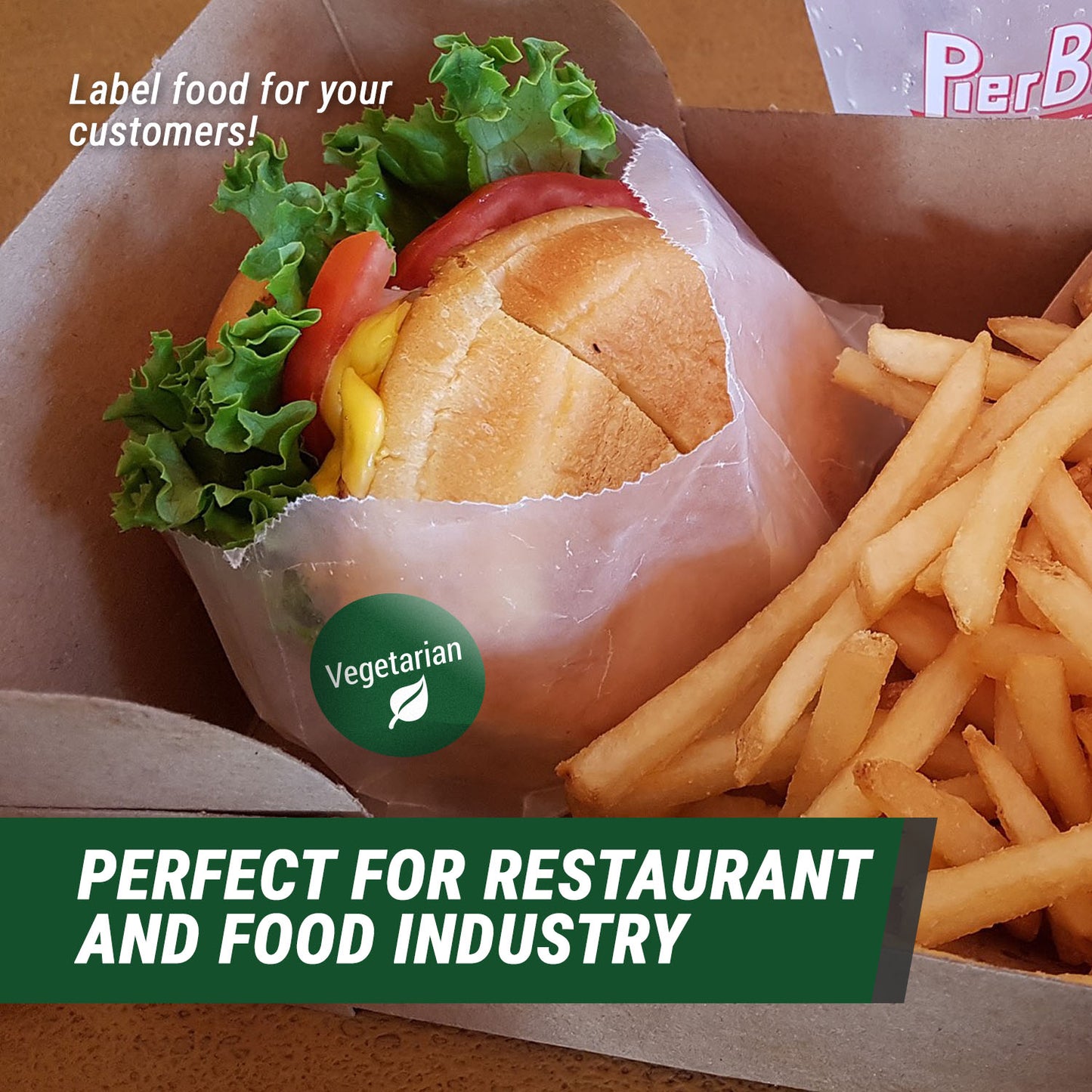 1.5 inch Vegetarian Food Labels (Roll)