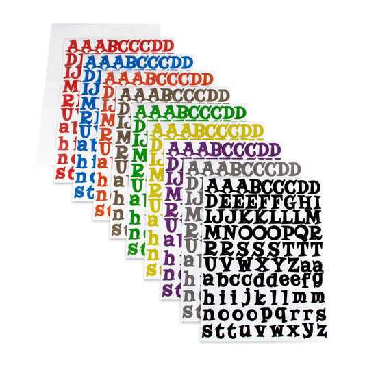 0.9in Stickers: Capital and Lowercase Alphabet Letters (10 Sets)