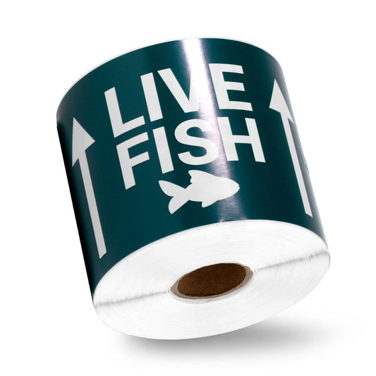 5 x 3in Stickers: Live Fish This Side Up Shipping Labels