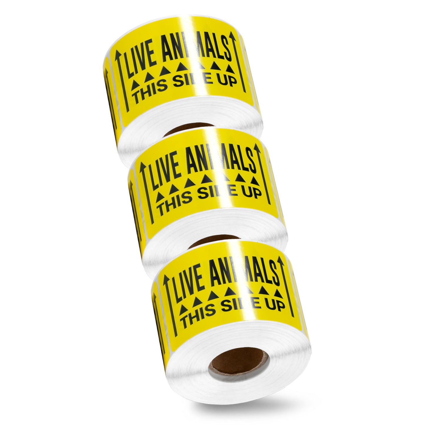 3 x 2in Stickers: Live Animals This Side Up Shipping Labels (Yellow)