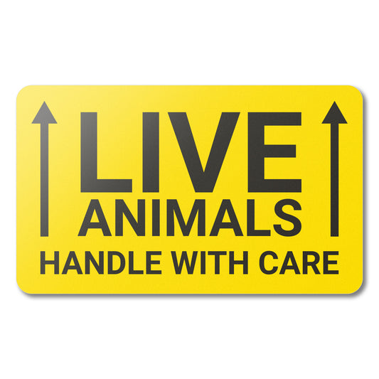 3 x 2in Stickers: Live Animals Handle With Care Shipping Labels (Yellow)