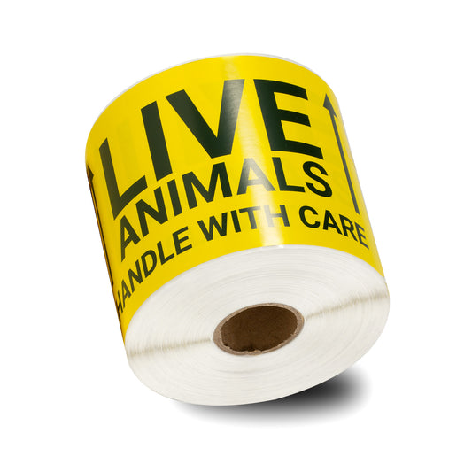 5 x 3in Stickers: Handle with Care Live Animals Labels