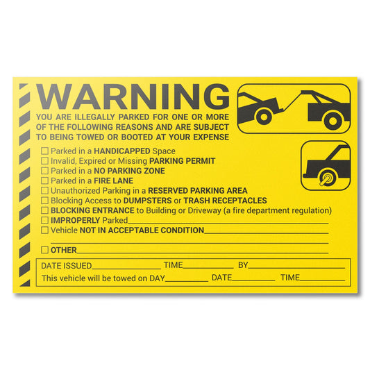 8 x 5in Stickers: Warning You Are Illegally Parked Parking Violation Labels
