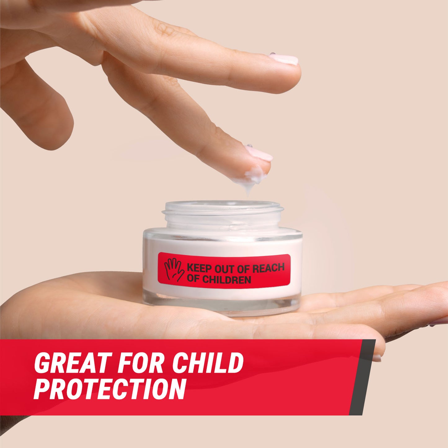 1.7 x 0.4in Stickers: Keep Out of Reach of Children Medical Labels (Red)