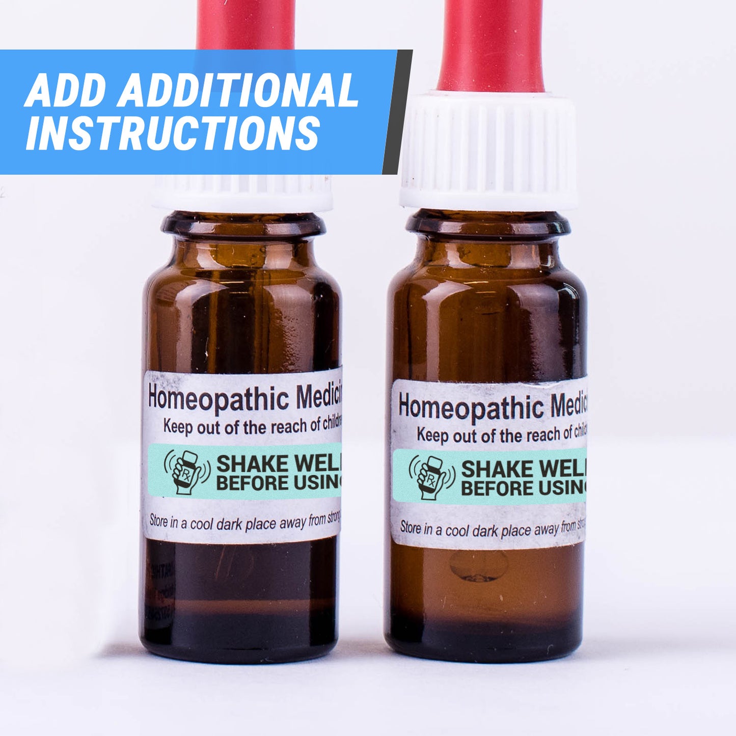 1.7 x 0.4in Stickers: Shake Well Before Using Medical Labels (Light Blue)