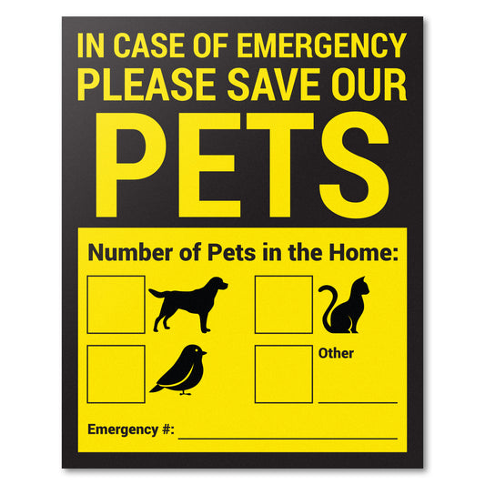 4 x 5in Stickers: Emergency Save Our Pets Warning Labels (Yellow)