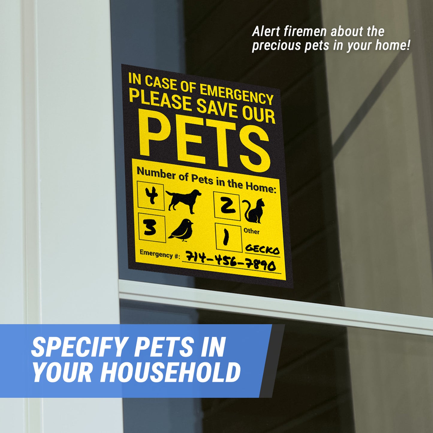 4 x 5in Stickers: Emergency Save Our Pets Warning Labels (Yellow)