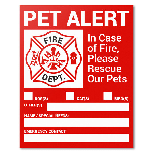 4 x 5in Stickers: In Case of Fire Please Rescue Our Pets Labels