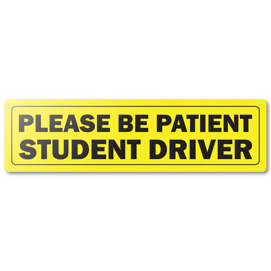 9 x 2.5in Stickers: Please Be Patient Student Driver Labels