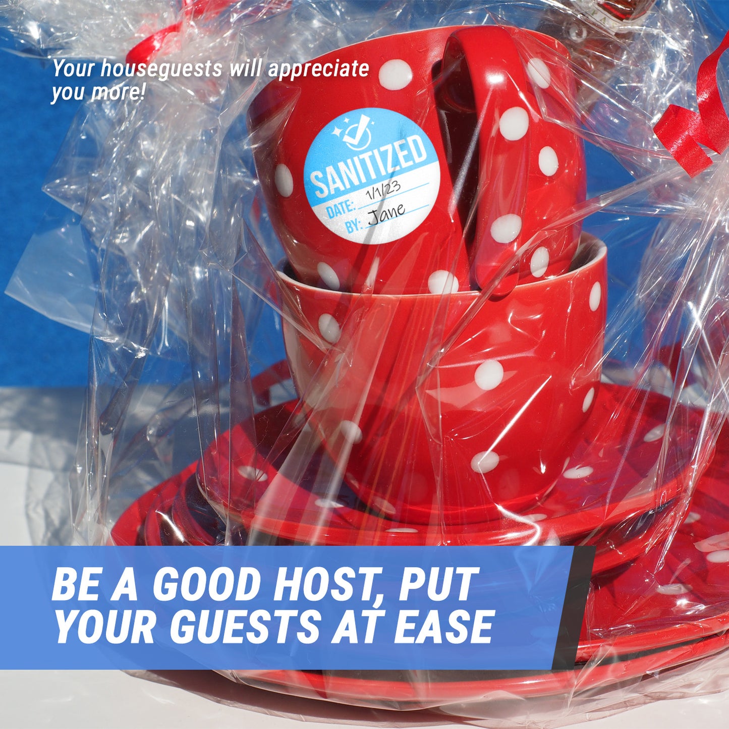 2in Stickers: Sanitized High-Level Disinfected Labels