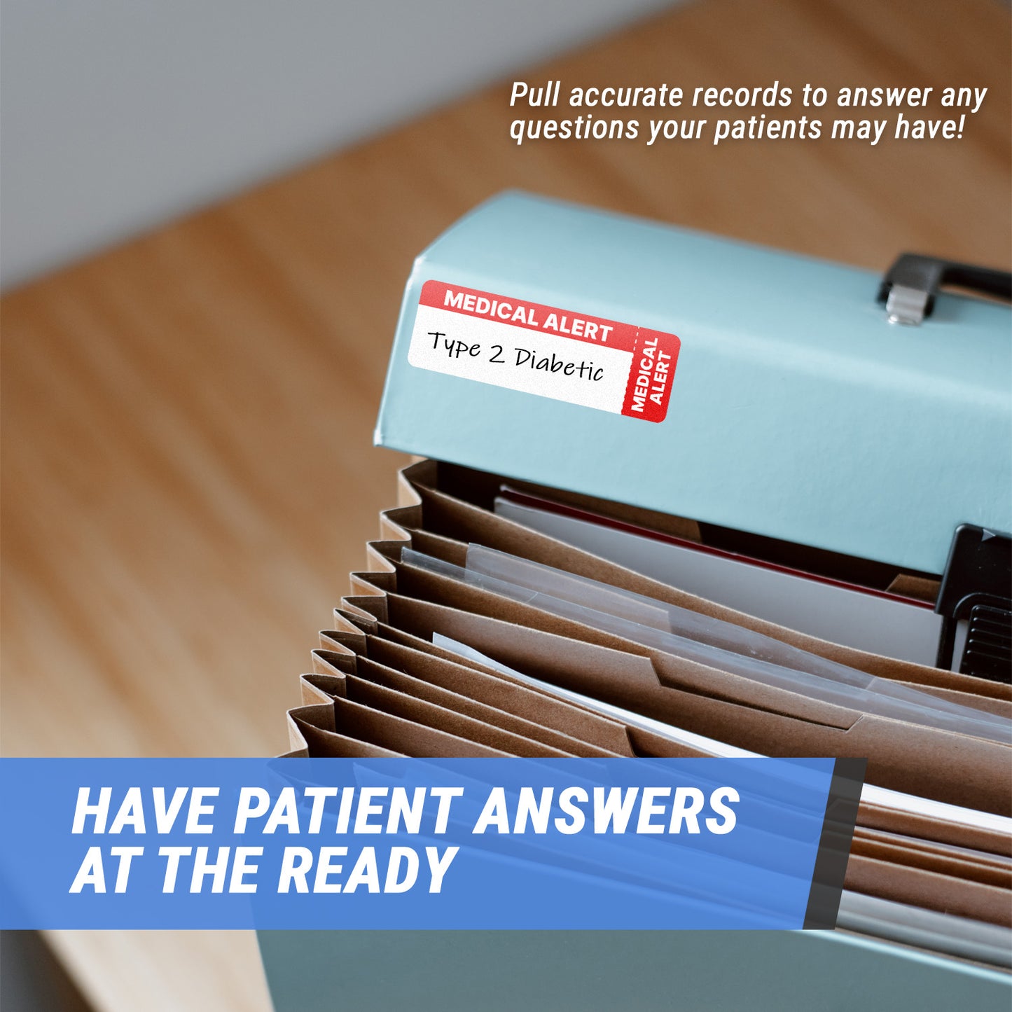 3 x 1in Stickers: Medical Alert File Folder Labels (Red & White)