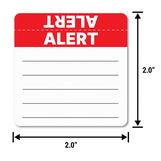 2 x 2in Stickers: Red & White Alert File Folder Labels