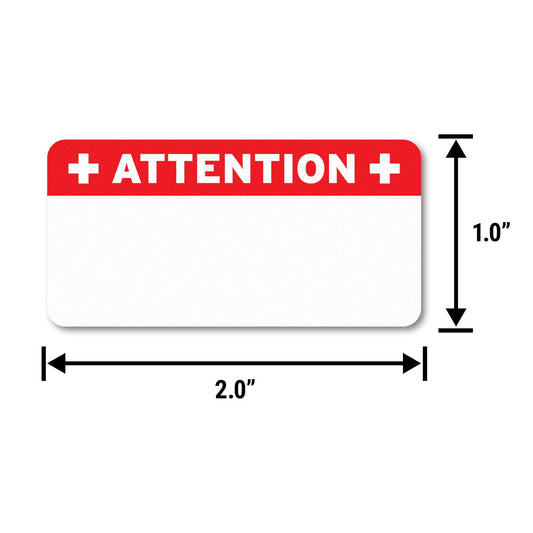 2 x 1in Stickers: Red & White Attention File Folder Labels