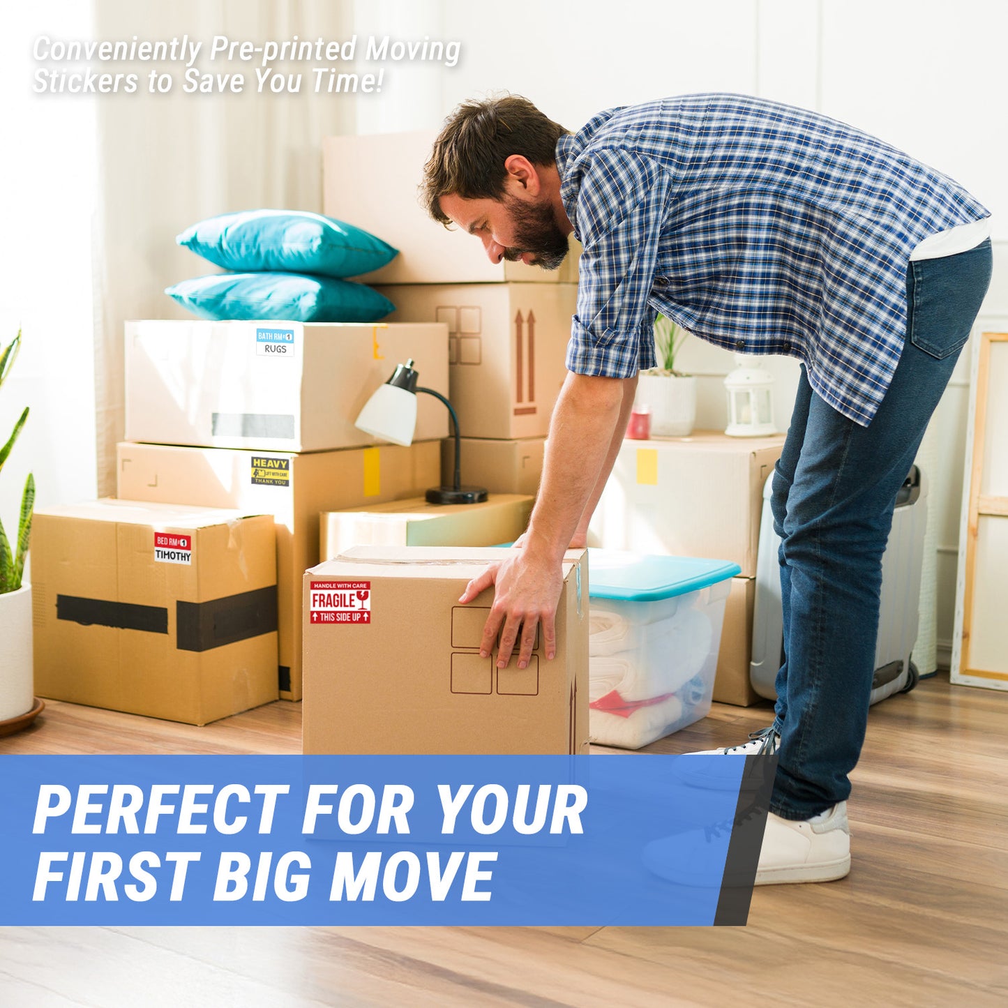 3 x 2in Moving Labels for 1 or 2 Bedroom Homes (Sheet)