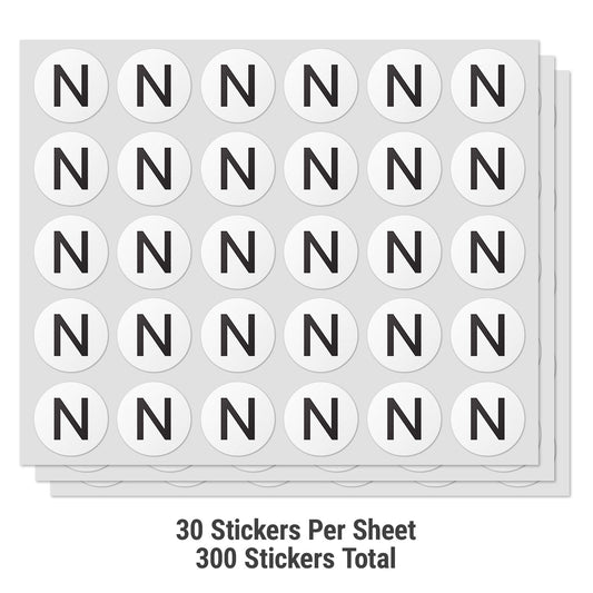 1in Stickers: Alphabet Letter N Label (Capital)