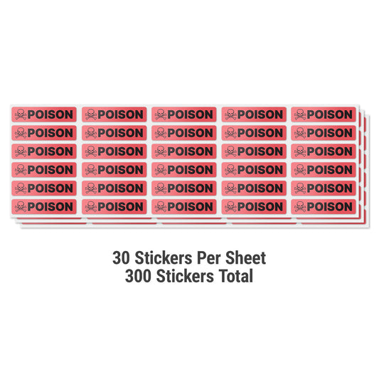 1.625 x 0.375in Stickers: Poison Medical Labels