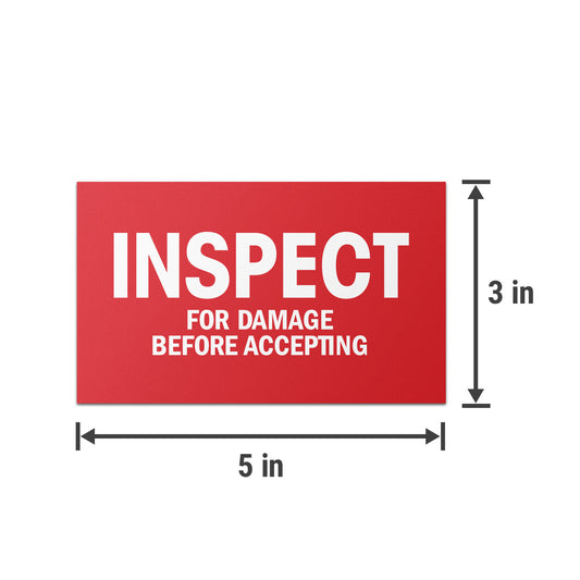 5 x 3in Shipping Labels: Inspect for Damage Stickers (600 Count)
