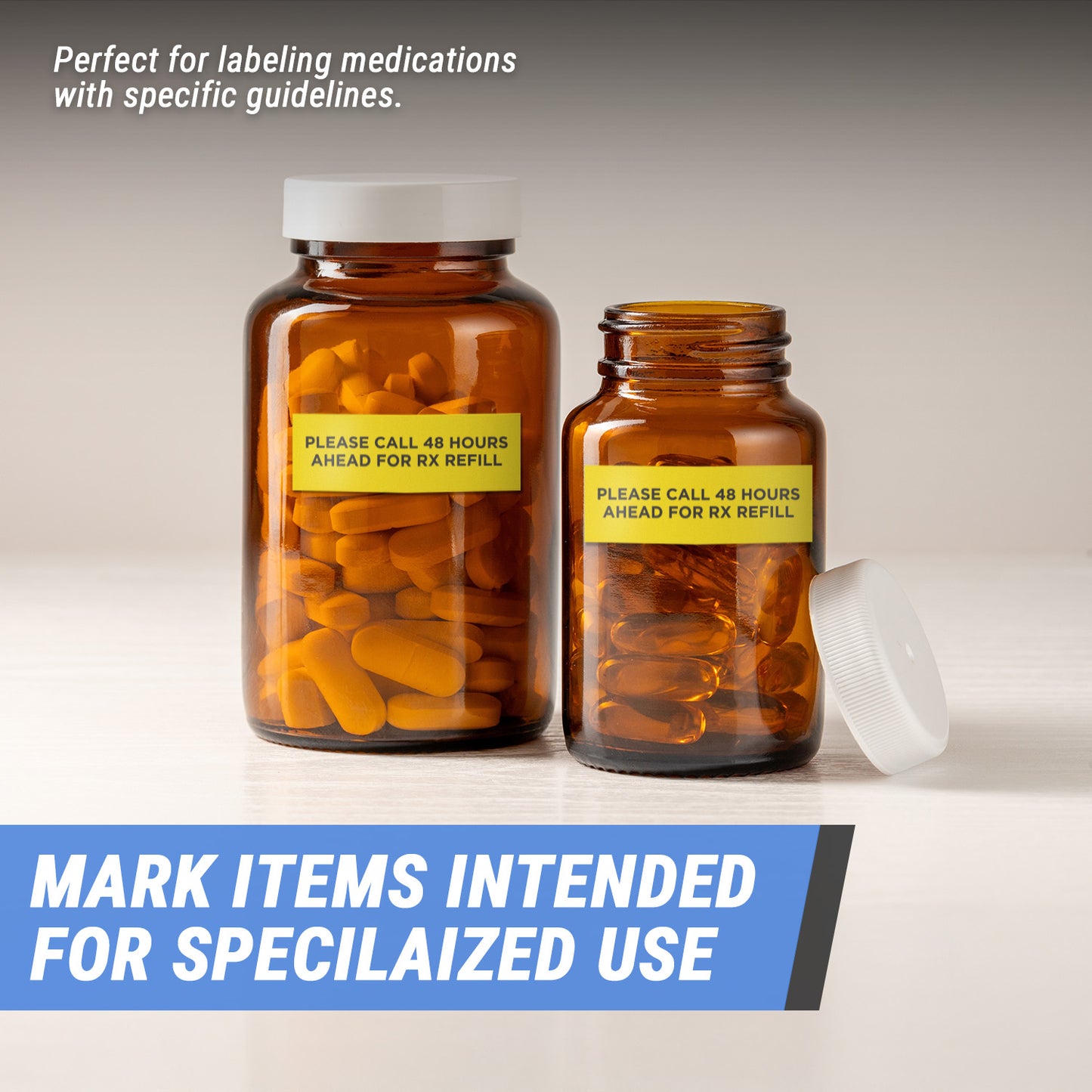 3.75 x 1.25in Medical Labels: 48 Hours Rx Refill Reminder (600 Count)