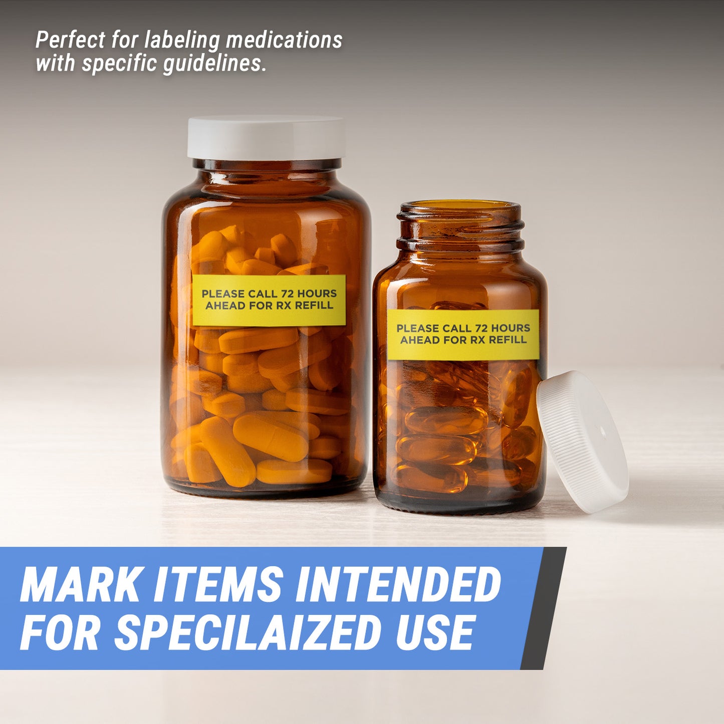 3.75 x 1.25in Medical Labels: 72 Hour Rx Refill Reminder (600 Count)