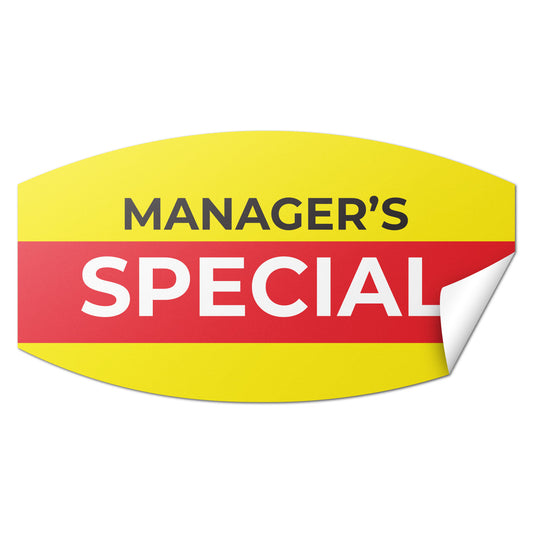 1.375 x 0.75in Retail & Food Labels: Managers Special Sale Stickers (600)