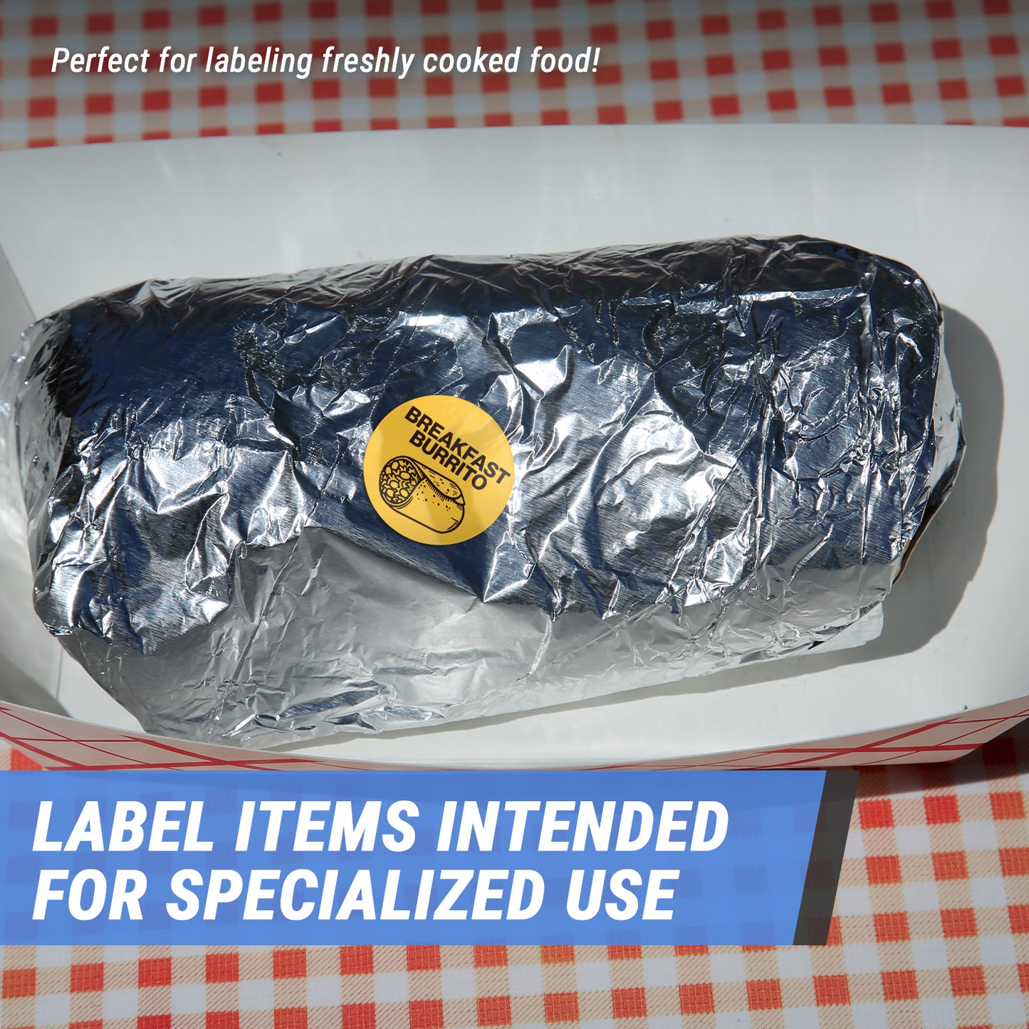 1 inch Breakfast Burrito Food Labels (600 Count)