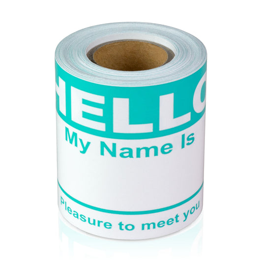 4 x 2.31in Stickers: Hello My Name Is ID Tags (Turquoise)