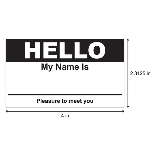 4 x 2.31in Stickers: Hello My Name Is ID Tags (Black)