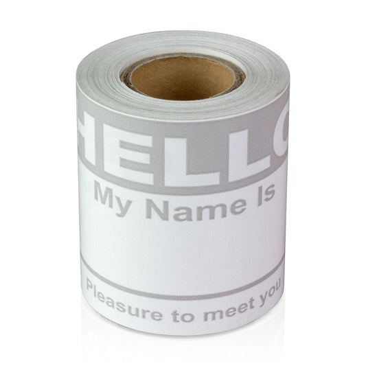 4 x 2.31in Stickers: Hello My Name Is ID Tags (Gray)