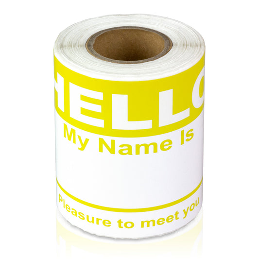4 x 2.31in Stickers: Hello My Name Is ID Tags (Yellow)