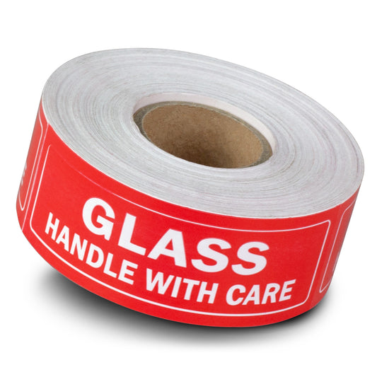 3 x 1in Stickers: Glass Handle With Care Labels