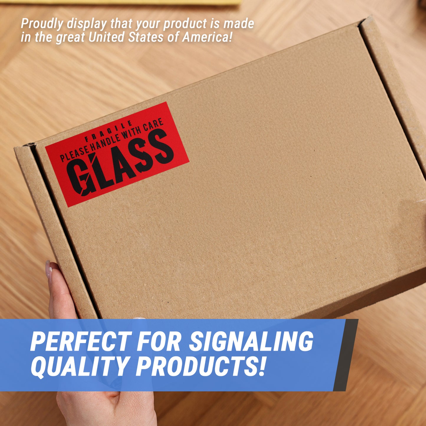 4 x 2in Stickers: Fragile Glass Handle With Care Shipping Label Roll