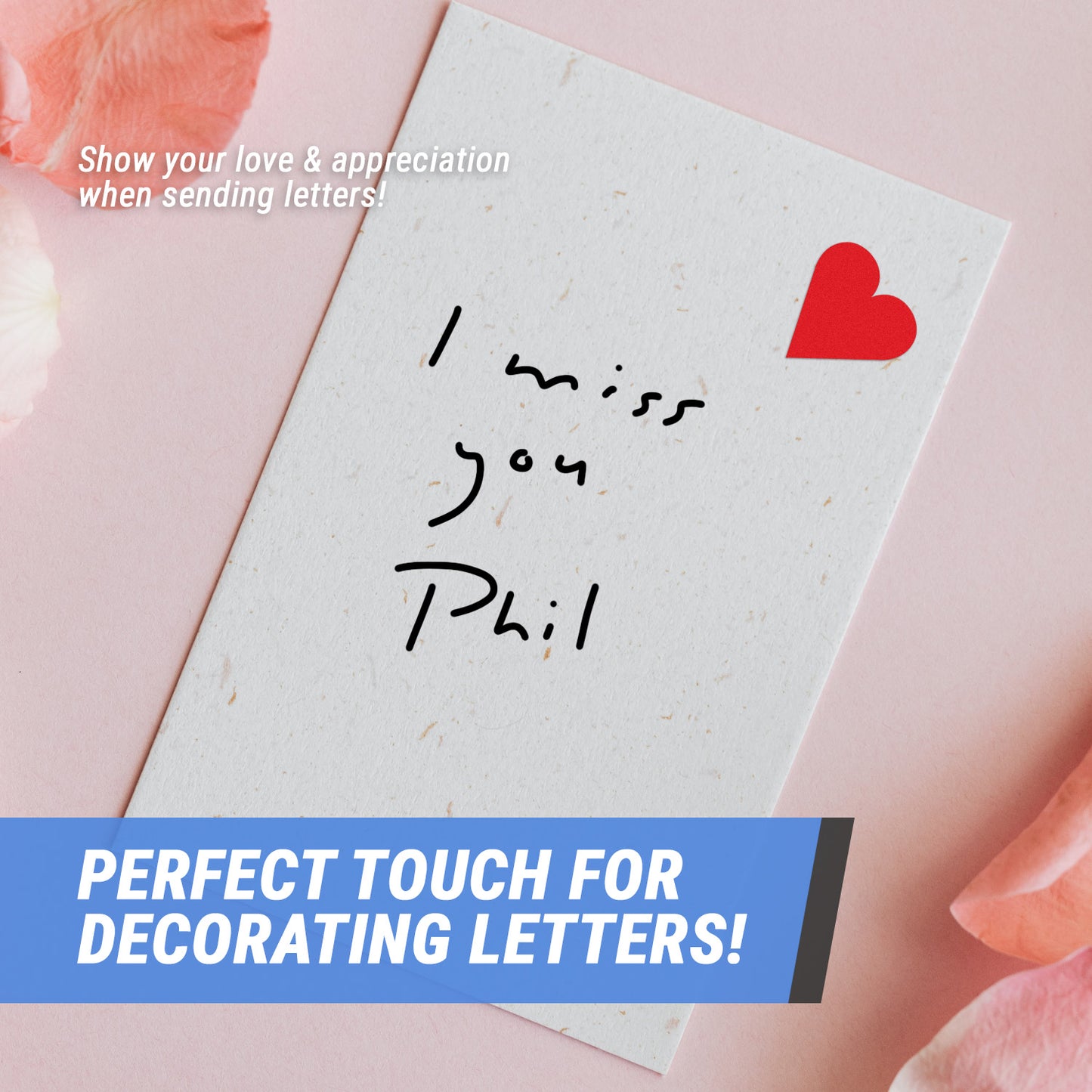1 x 1in Stickers: Red Heart Shaped Labels