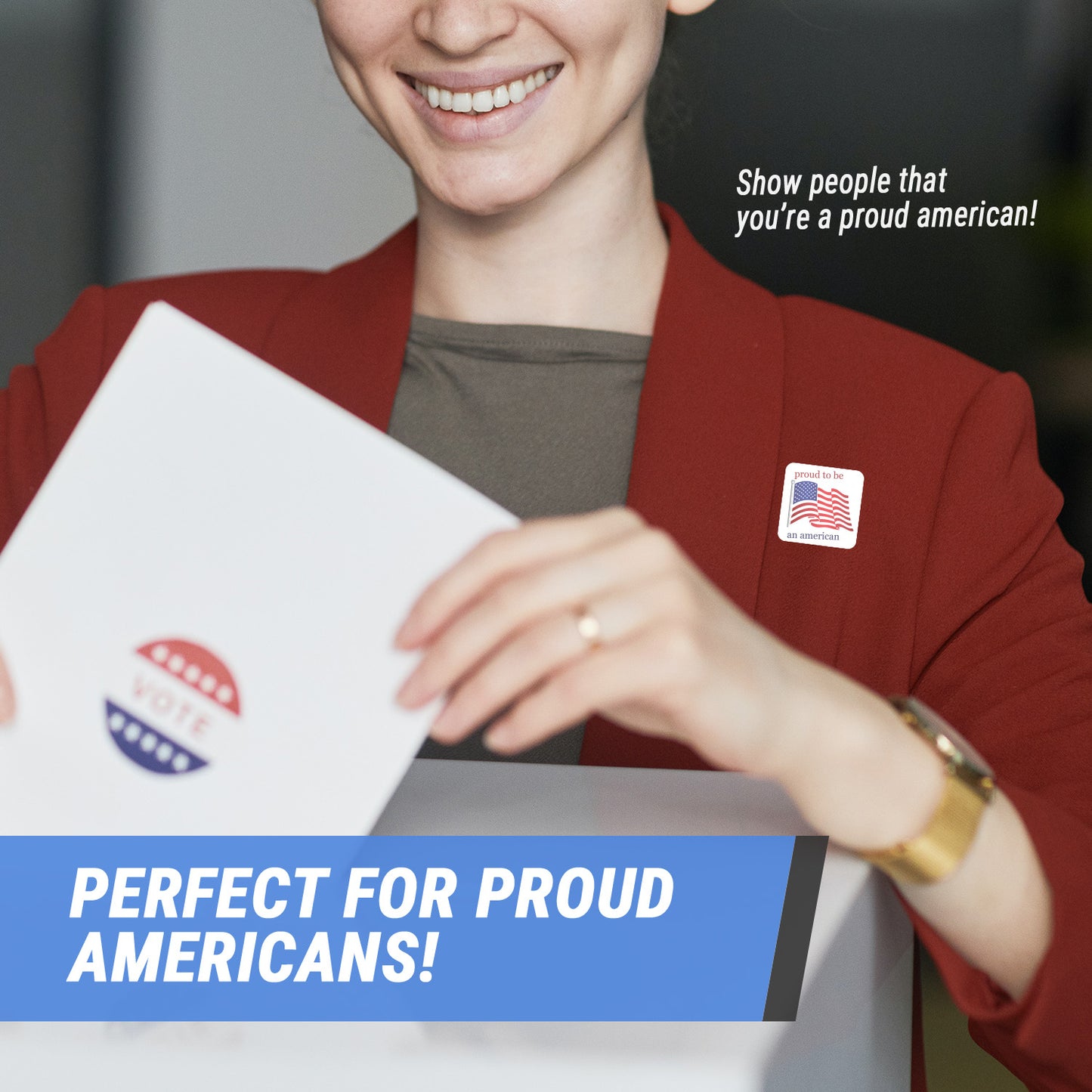 1.5 x 1.5in Sticker: Proud to Be American Label