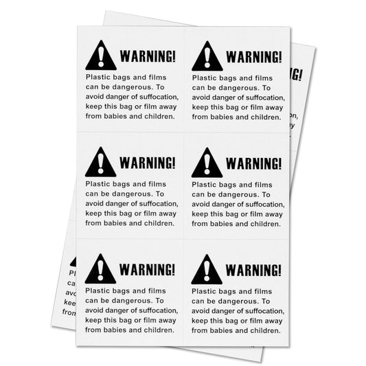 2 x 2in Sticker: Suffocation Plastic Bags Warning Label Pack