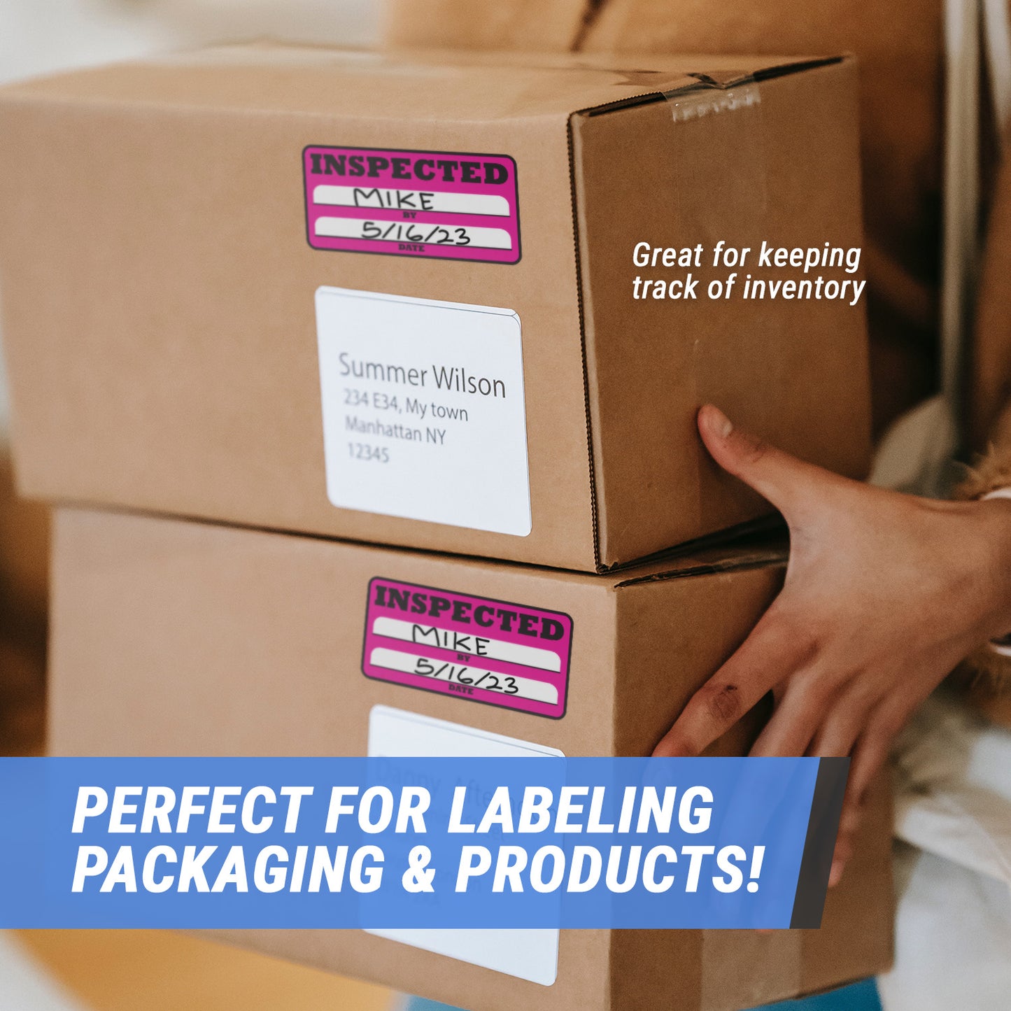 3 x 1.5in Inspected By Label Pink (Roll)