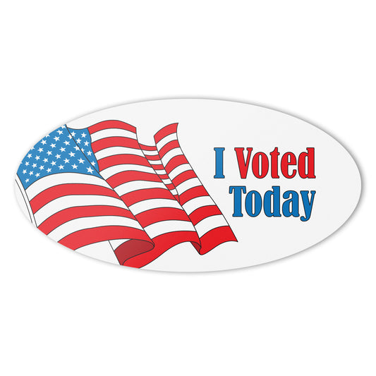 2 x 1in Sticker: I Voted Today with USA Flag Elections Label Roll