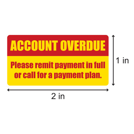 2 x 1in Sticker: Account Overdue Accounting Label Roll