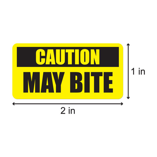 2 x 1in Sticker: Caution May Bite Label Roll